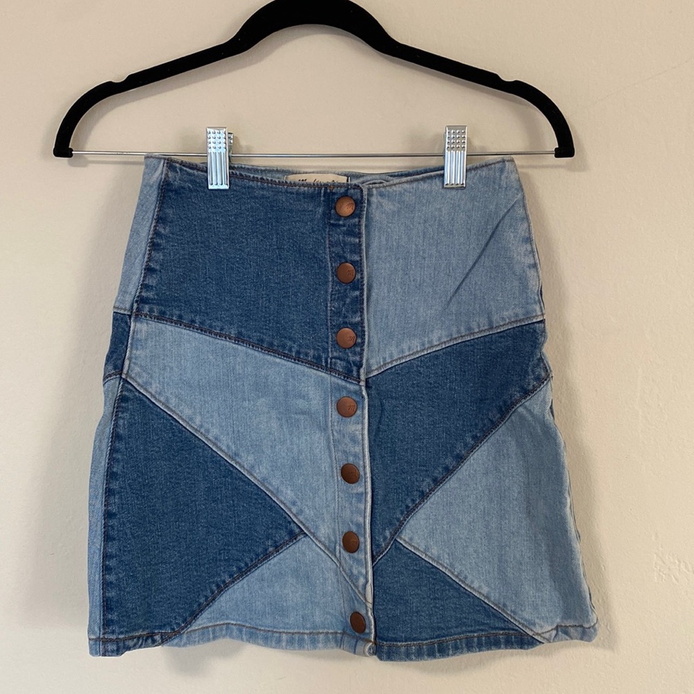 💫 Madewell Patchwork Denim Mini Skirt